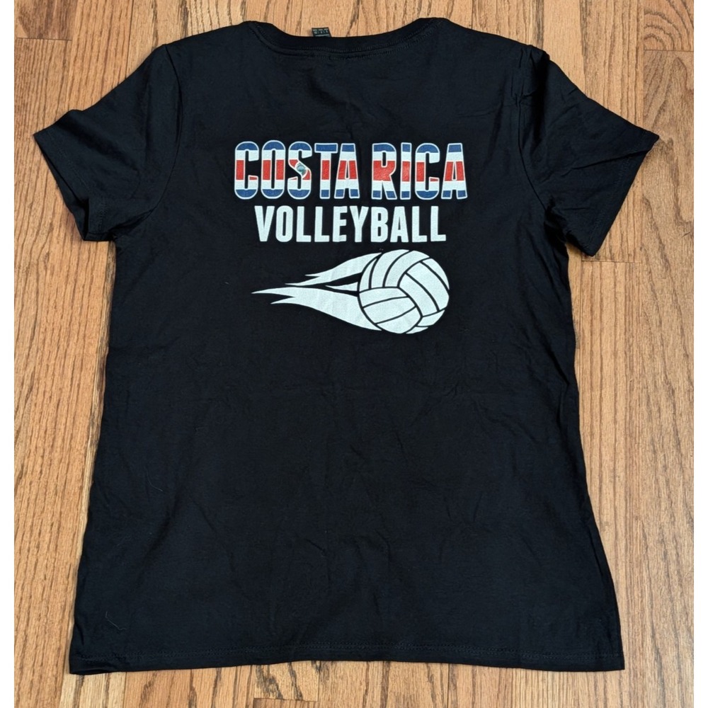Costa Rica Volleyball Costa Rican Sport Fans Black V-Neck T-Shirt Women's Small